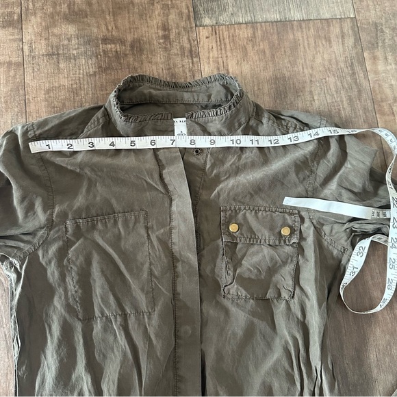 Banana Republic silk blend olive green empire waist button front dress - Picture 13 of 15